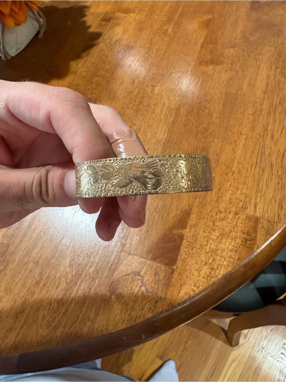Vintage Gold filled Engraved Floral Cuff Bracelet - Women's Accessory